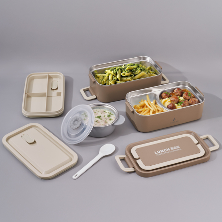 Aryıldız Bento Lunch Box Haki 2000 ml ve Sosluk Renkli